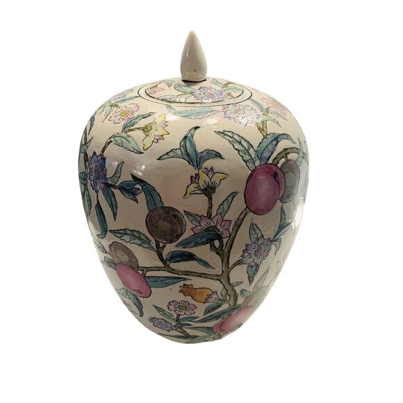 Vintage 12” WBI Floral Botanical Chinoiserie Plum tree blossoms Ceramic Vase Urn - Picture 6 of 11